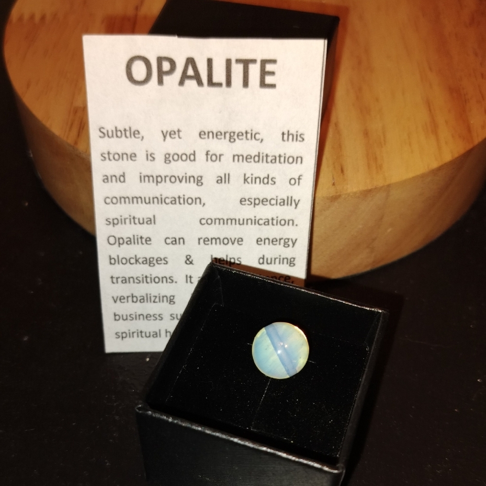 Opalite Stone With Box & Description.Adaptable For A Chain
